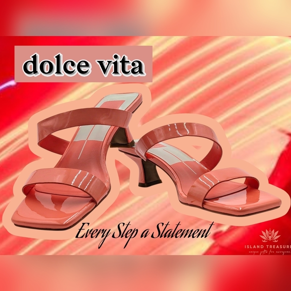 Dolce Vita Bertie Coral Kitten Heels Size 6.5 Synthetic, Leather Square Toe